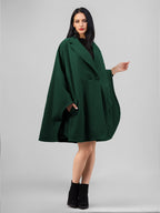 Wool Blend Cape Coat Dark Navy Lapel Oversized Poncho Winter Outerwear For Women 2026