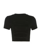 Solid Cutout Cropped Short Sleeve Tee