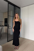 Solid Tie Waist Cami Maxi Dress