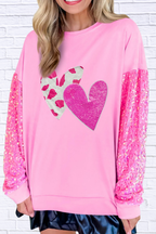 Valentine__ Day Sequin Heart Long Sleeve Sweatshirt