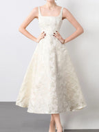 Butterfly Pattern A-Line Sleeveless Midi Dress