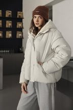 Faux Fur Panel Cropped Puffer Jacket