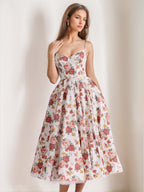 Soft Pink Corset Midi Dress Sweetheart Neck Straps A-line Birthday Party Dress For Women 2026