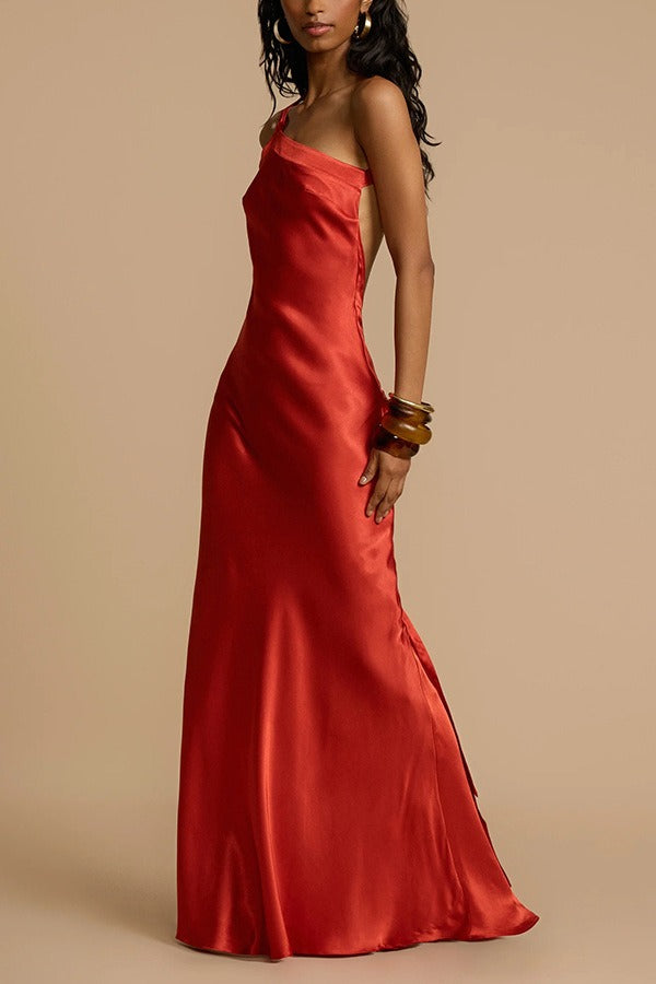 Satin One Shoulder Bodycon Dress