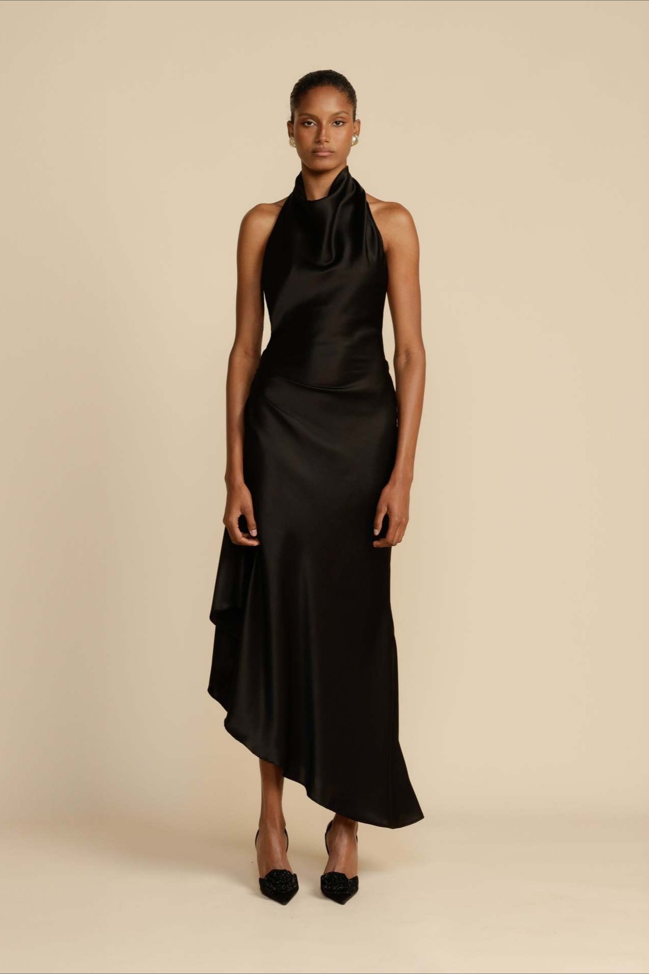 Satin Slit Backless Dress