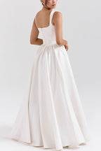 | Wide Strap Corset Maxi Dress, White