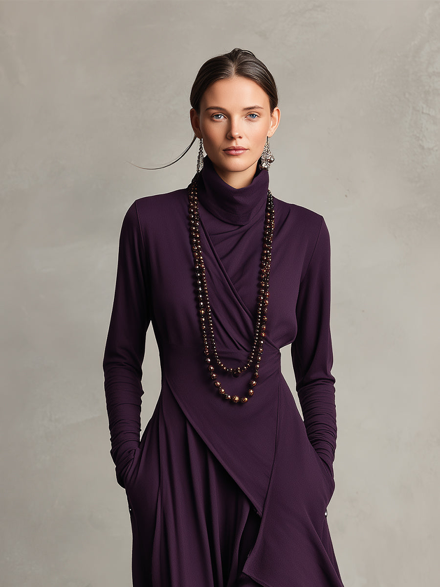| Stretch Turtleneck Maxi Dress