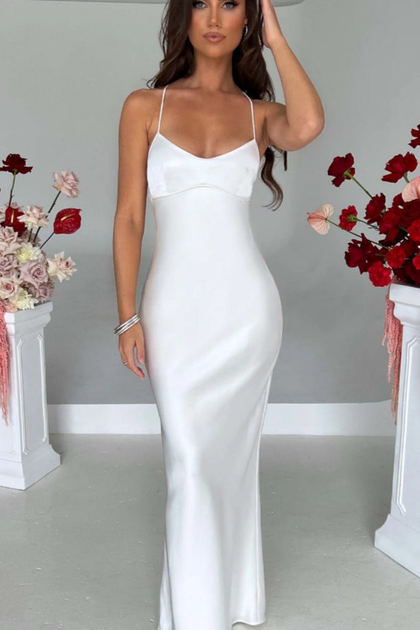 Back Tie Spaghetti Strap Formal Dress