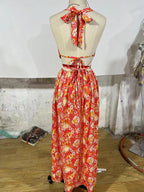 V-neck Printed Slip Dress