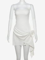 Party Dresses White Strapless Sleeveless Semi Formal Dress