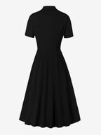 Vintage 1950s Swing Dress for Women - A Line Double Breasted Lapel Collar Rockabilly Midi Tea Dress - Summer Cocktail 2026