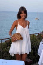 Solid Pleated Flowy Cami Mini Dress
