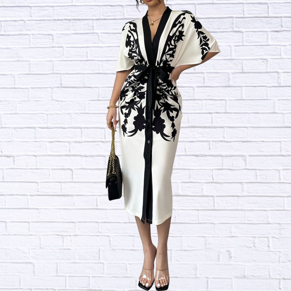 Button Front Half Sleeve Dress