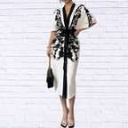 Button Front Half Sleeve Dress