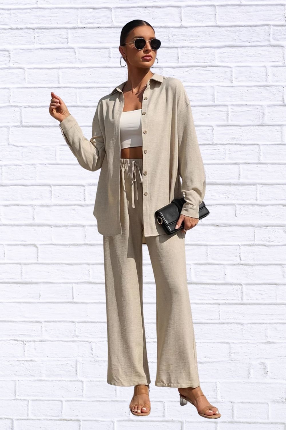 Button Up Shirt & Pants Set | Women__ Matching Outfit