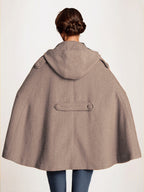 Camel Hooded Woolen Cape Coat For Women Oversized Poncho Winter Outerwear 2026