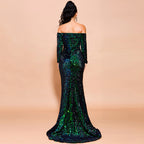 Sequins Party Dress with Strapless Long Sleeves