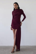 Ruched Asymmetric Ribbon Slim Mini Dress