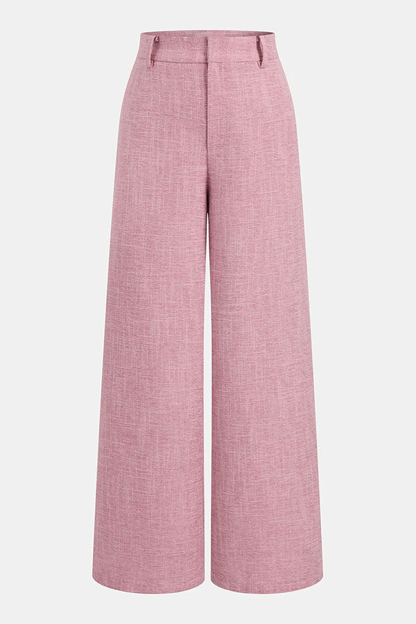 City Outfit Linen Blend Metal Button Halter Vest and Pocket Wide Leg Pants Set