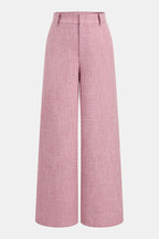 City Outfit Linen Blend Metal Button Halter Vest and Pocket Wide Leg Pants Set