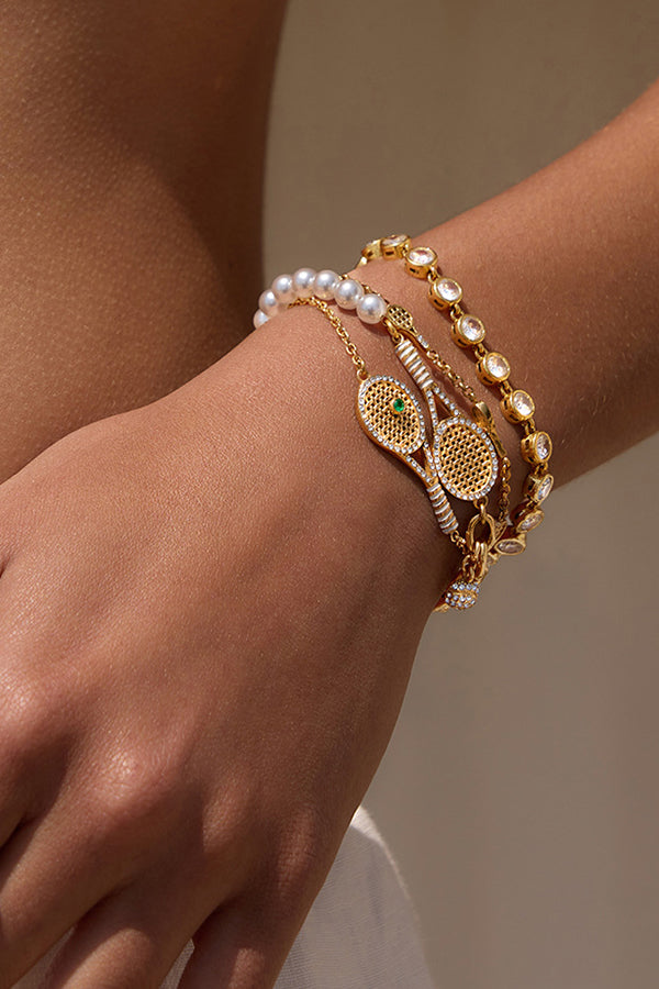 Stylish Stainless Steel and Zircon Bracelet