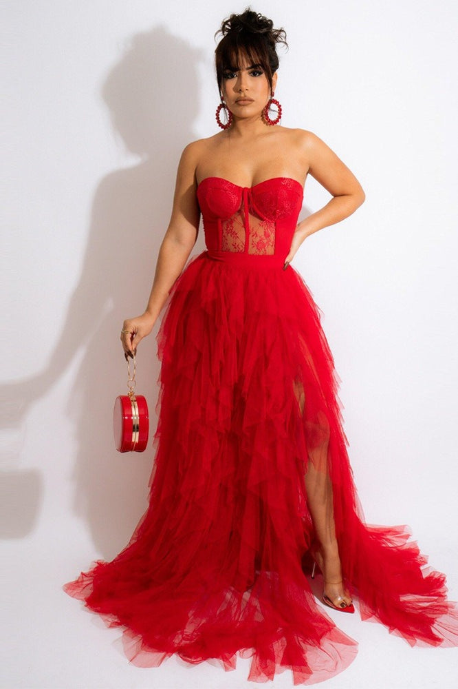 Sheer Lace Bustier Dress
