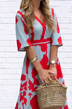 Floral Print Half Sleeve Maxi Dress