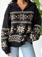 Vintage Jacquard Half Zip Sweater