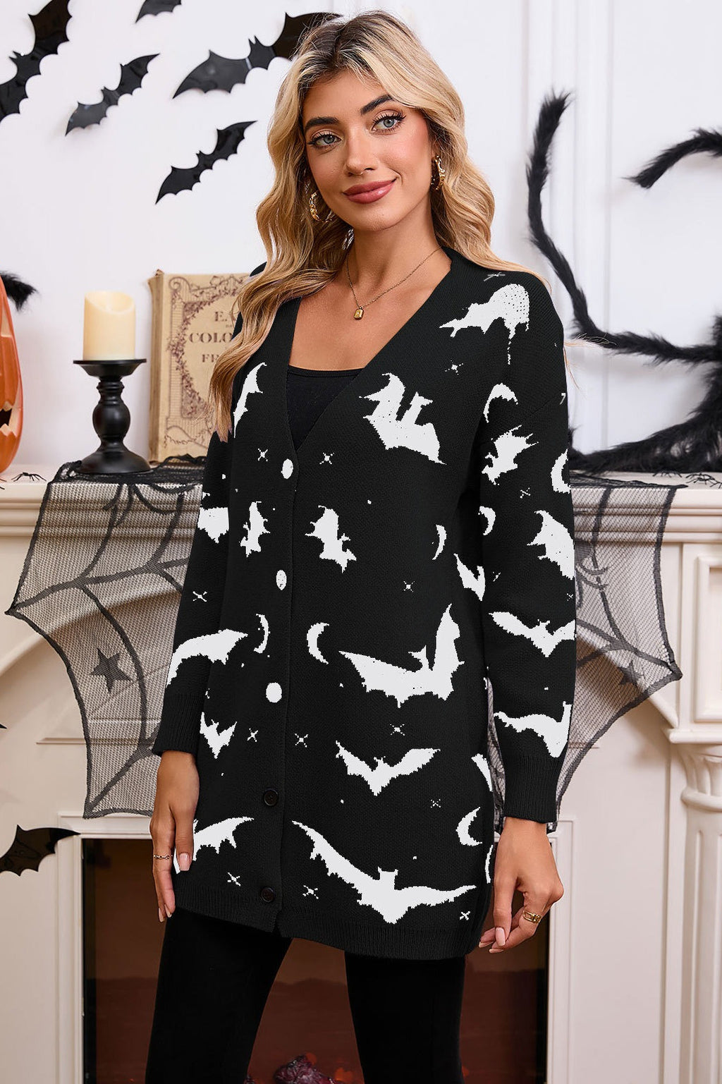 Halloween Bat Jacquard Knit Sweater