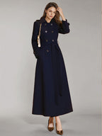 Women's Trench Coat Practical Turndown Collar Buttons Full Length Coat