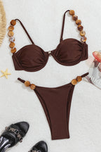 Fashionable Unique Beading Two-piece Stretch Bikini Swimsuit