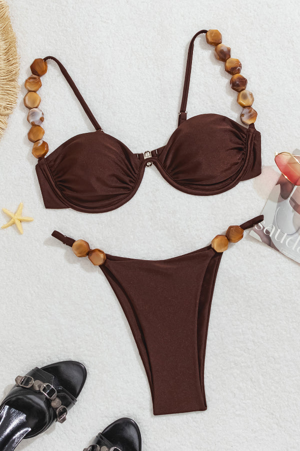 Fashionable Unique Beading Two-piece Stretch Bikini Swimsuit
