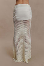 Mania Knit Hardware Detail Bell Sleeve Crop Top and Gathered Overlay Sash Stretch Maxi Skirt Set