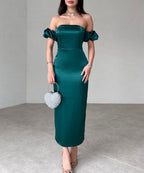 Ink Satin Elegant Evening Dress