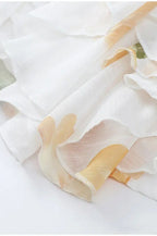 Floral Print Strapless Tiered Ruffle Scarf Collar Mini Dress