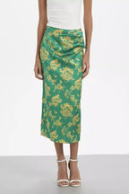Floral Ruched High-Waist Skirt