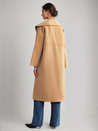 Wool Cashmere Blend Coat White Wide Lapel Double-Faced Belted Winter Outerwear For Women 2026