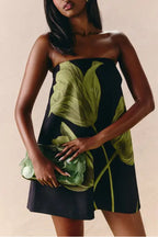 Daphne Retro Botanical Strapless Dress