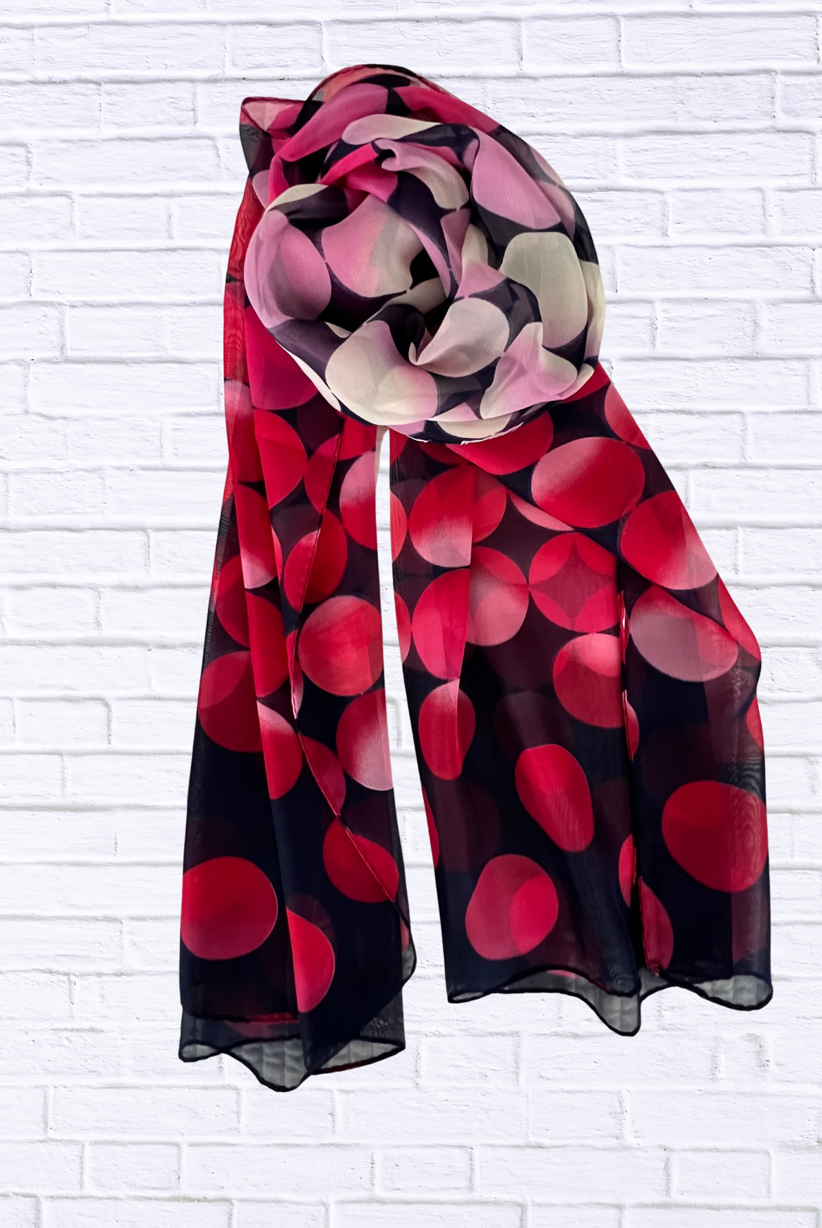 Sheer Polka Dot Scarf _ Lightweight Chiffon Elegance in Vibrant Color Combos