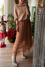 Be Your Own City Queen Tiered Elastic Waist Tulle Maxi Skirt