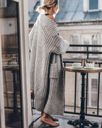 Chunky and Warm Knit Button Pocketed Oversized Midi Cardigan