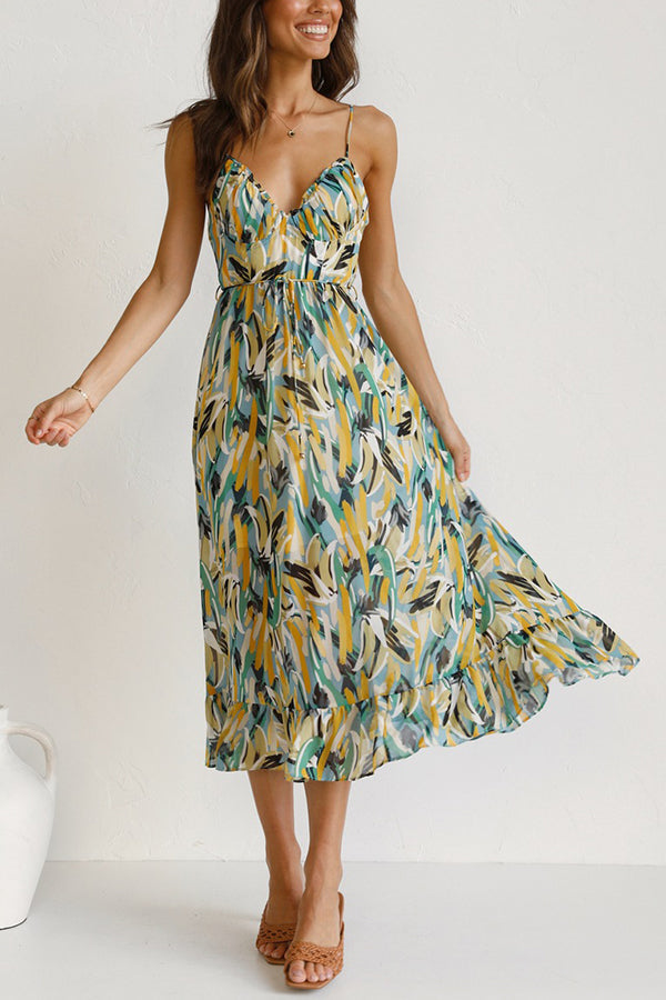 Lilia Statement Colorful Midi Dress Boutique Collection