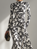 | Black and White Wrap Dress