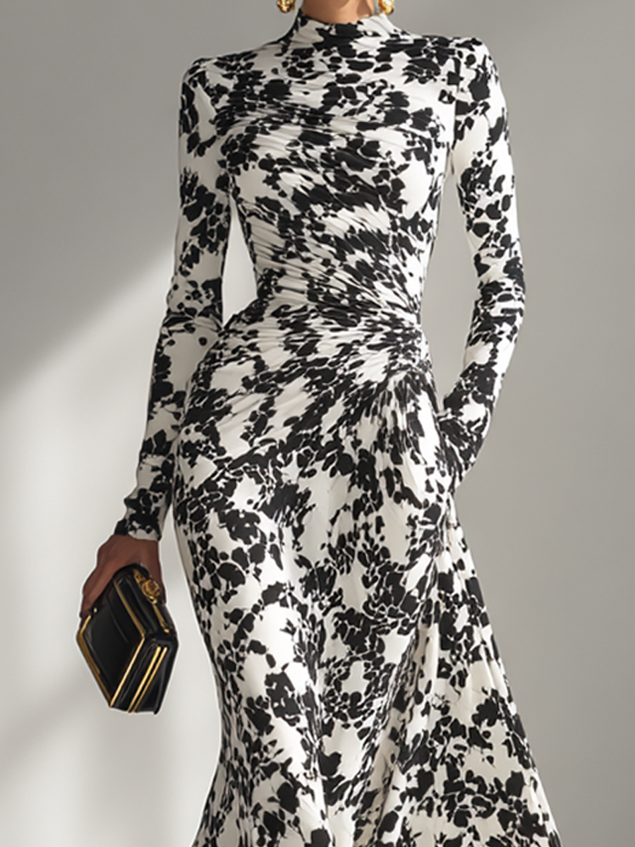 | Black and White Wrap Dress