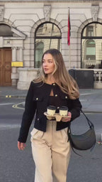 TailoRed Tweed Cropped Jacket â_?Classic Elegance with Gold Button Accents