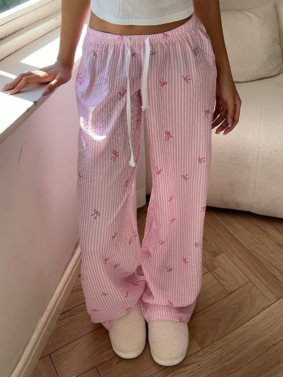 Striped Wide Leg Drawstring Pant