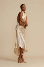 Satin Slit Backless Dress