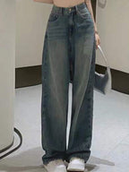 Vintage Faded Wash Straight Leg Boyfriend Jeans