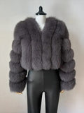 Faux Fur Coat V-Neck Long Sleeves Winter Eco-friendly Fur Crop Jacket For Women 2026
