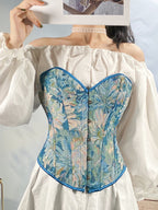 Oil Painting Print Tie Back Corset Top